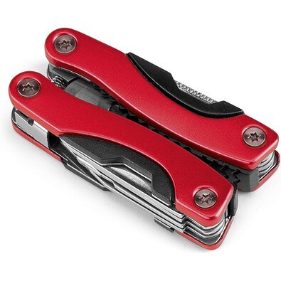 DUNITO. Multifunktionswerkzeug aus Edelstahl und Aluminium, Rot