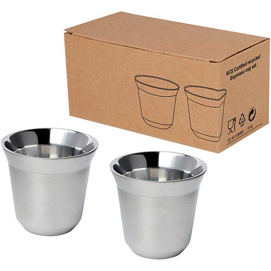 Duo 80 ml RCS-zertifiziertes Espressotassen Set aus Edelstahl, silber