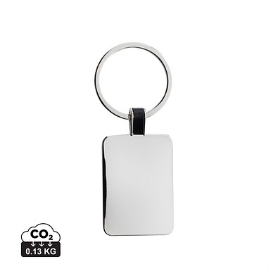 Eckiger Schlüsselring aus RCS rec. Zinklegierung, silber