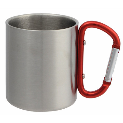Edelstahl Becher Hiking Day, 220 ml, silber/rot Edelstahl Becher Hiking Day, 220 ml, silber/rot