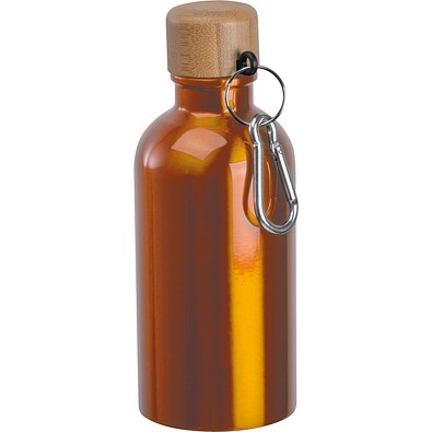 Edelstahltrinkflasche mit Karabiner, 400ml, orange