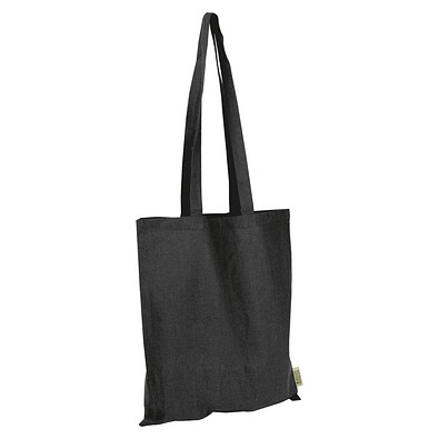 Einkaufstasche mit langen Henkeln aus recycelter Baumwolle und RPET  , schwarz
