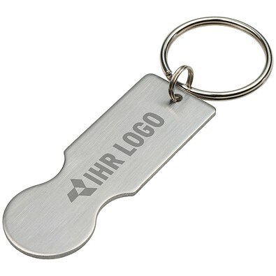 Schlüsselanhänger mit Einkaufswagenlöser Open IT, silber