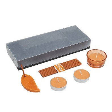 Entspannungs-Set Scent mit Räucherstäbchen und Teelichtern, Orange