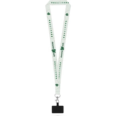 EPSOM. SET Lanyard SUBLIMATION Long II (20 mm) aus recyceltem Polyester (100% rPET) mit 20 mm Karabinerhaken und Handyhalterung, 301 - Weiß