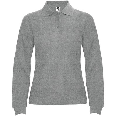 Estrella Langarm Poloshirt für Damen, Marl Grey, M