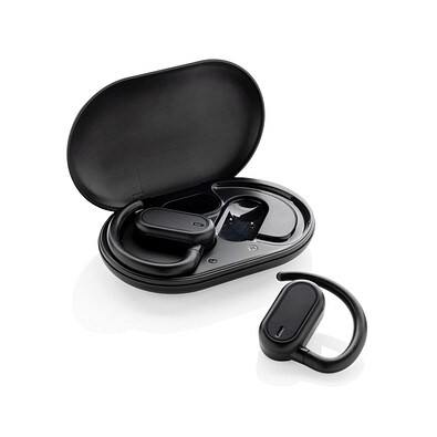 Fitsound TWS-Ohrhörer aus RCS recyceltem Kunststoff, schwarz