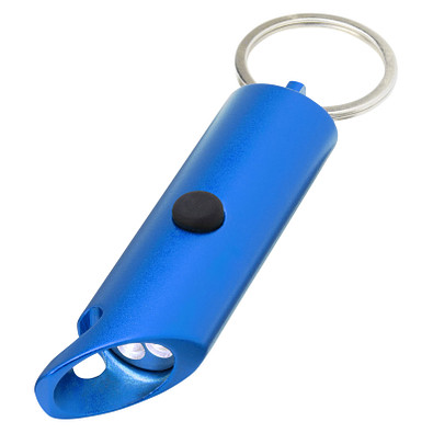 Flare IPX-LED-Lampe und Flaschenöffner aus recyceltem Aluminium mit Schlüsselanhänger, royalblau