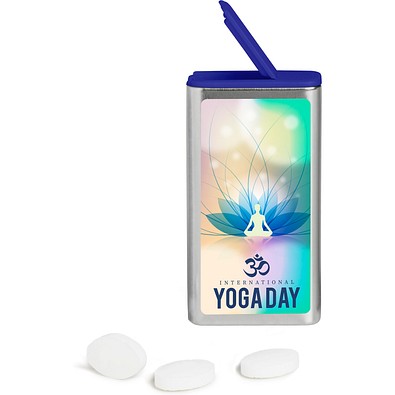 FlipTin, 20 g, Freshmints zuckerfrei, blank, blau-transparent, inkl. Druck