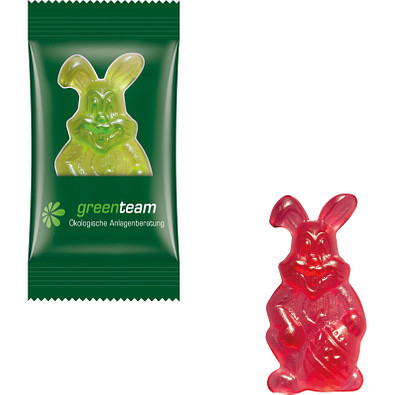 Trolli Fruchtgummi, inkl. Druck, 1er Hase, kompostierbare Folie, transparent Trolli Fruchtgummi, inkl. Druck, 1er Hase, kompostierbare Folie, transparent