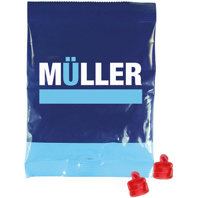 Trolli Fruchtgummi Maxitüte, Sparkassen S, inkl. Druck, weiße Folie Trolli Fruchtgummi Maxitüte, Sparkassen S, inkl. Druck, weiße Folie