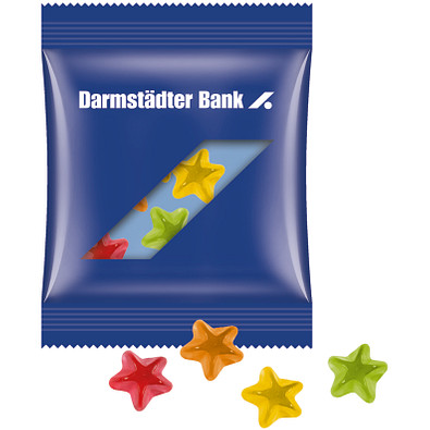 Trolli Fruchtgummi Minitüte 15g, Stern, inkl. Druck, kompostierbare Folie, transparent