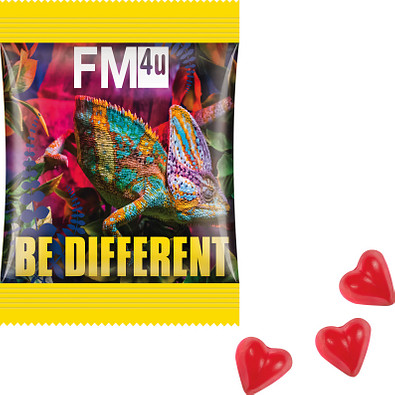 Minitüte Liebe, 10g, Trolli Fruchtgumm Herz, inkl. Druck, weiße Folie