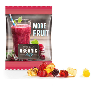 Trolli Fruchtsaft Gummibärchen Minitüte 15g, inkl. Druck, kompostierbare Folie, weiß