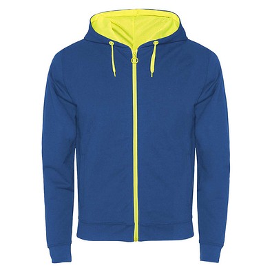 Fuji Kaputzensweatjacke Unisex, royalblau / Fluor Yellow, 2XL