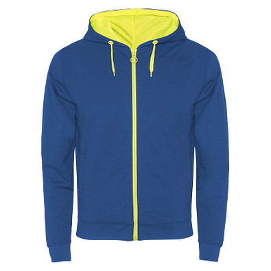 Fuji Kaputzensweatjacke Unisex, royalblau / Fluor Yellow, XL