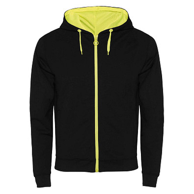 Fuji Kaputzensweatjacke Unisex, schwarz / Fluor Yellow, 2XL
