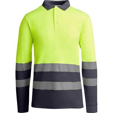 Sicherheits-Langarm-Poloshirt, XL, Grau/Neon-Gelb