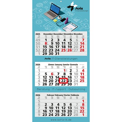 Geiger-Notes Monats-Wandkalender Maxi Light 3 Bestseller inkl. 4C-Druck, Österreich