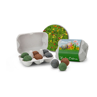 Bienenweide im Oster-Eierkarton Blumen