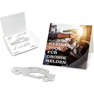 Geschenkartikel: ROMINOX® Key Tool Car/Auto (18 Funktionen) im Motiv-Mäppchen Große Helden, silber