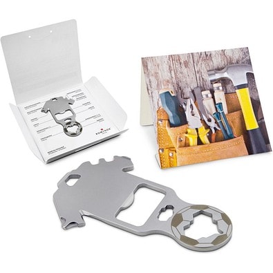 Geschenkartikel: ROMINOX® Key Tool Football / Fußball (18 Funktionen) im Motiv-Mäppchen Werkzeug, silber