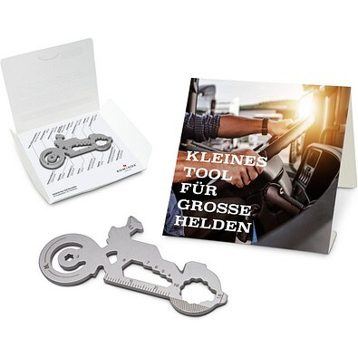 Geschenkartikel: ROMINOX® Key Tool Motorbike / Motorrad (21 Funktionen) im Motiv-Mäppchen Große Helden, silber