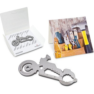 Geschenkartikel: ROMINOX® Key Tool Motorbike / Motorrad (21 Funktionen) im Motiv-Mäppchen Werkzeug, silber