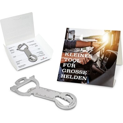 Geschenkartikel: ROMINOX® Key Tool Snake (19 Funktionen) im Motiv-Mäppchen Große Helden, silber