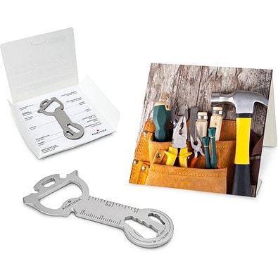 Geschenkartikel: ROMINOX® Key Tool Snake (19 Funktionen) im Motiv-Mäppchen Werkzeug, silber