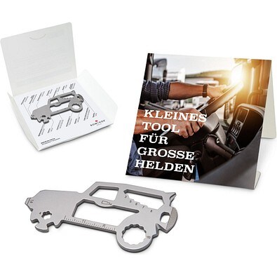 Geschenkartikel: ROMINOX® Key Tool SUV / Auto (19 Funktionen) im Motiv-Mäppchen Große Helden, silber