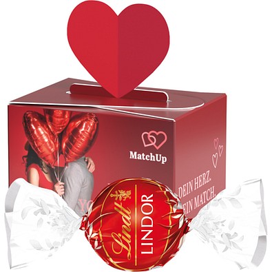 Geschenkbox Mini Herz, Lindt LINDOR Milchkugeln, inkl. Druck