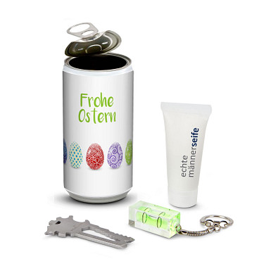 Männer-Geheimnis Ostern, das Nest in der Dose, Etikett Frohe Ostern - EierReihe