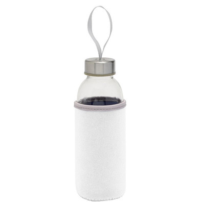 Glasflasche mit Hülle, 450 ml, weiß