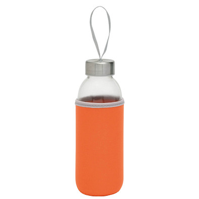 Glasflasche mit Hülle, 450 ml, orange