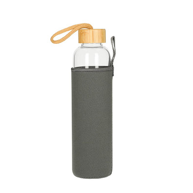 Glasflasche mit Hülle Bamboo 0,75 l, transparent/grau