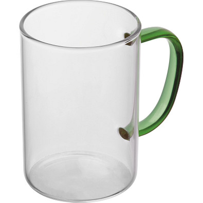 Glastasse mit farbigem Henkel, grün