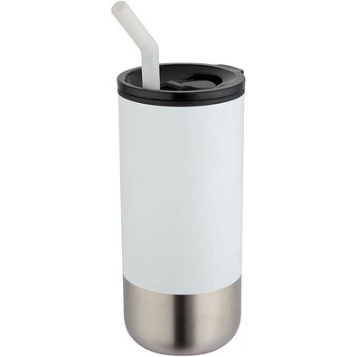 Grayson 480 ml RCS recycelter Isolierbecher mit Trinkhalm, weiss