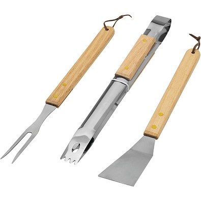 Grillbesteck NATURE BBQ,braun, silber