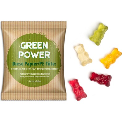 Gummibärchen vegan, 20 g, Verbundfolie weiß, inkl. Druck