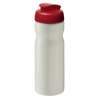 H2O Active® Eco Base 650 ml Sportflasche mit Klappdeckel, elfenbeinweiß/ rot