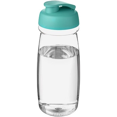 H2O Active® Pulse 600 ml Sportflasche mit Klappdeckel, transparent/aquablau