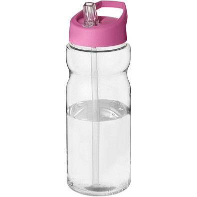 H2O Base Sportflasche mit Ausgussdeckel, 650 ml, transparent,rosa