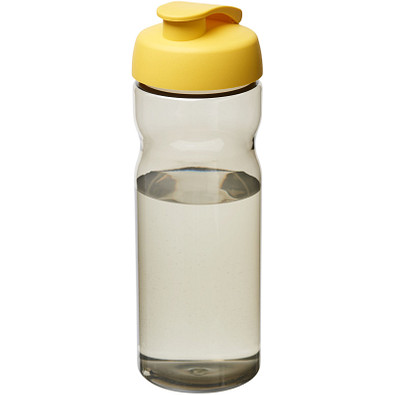 H2O Eco Sportflasche mit Klappdeckel, 650 ml, kohle/gelb