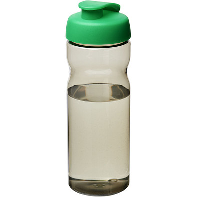 H2O Eco Sportflasche mit Klappdeckel, 650 ml, kohle/hellgrün