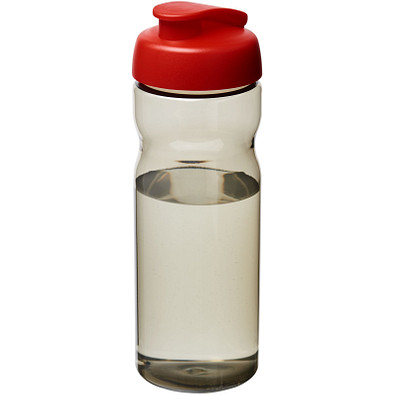 H2O Eco Sportflasche mit Klappdeckel, 650 ml, kohle/rot
