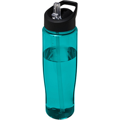 H2O Tempo Sportflasche mit Ausgussdeckel, 700 ml, aquablau/schwarz