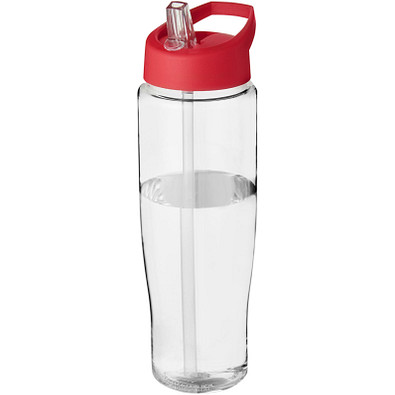 H2O Tempo Sportflasche mit Ausgussdeckel, 700 ml, transparent/rot