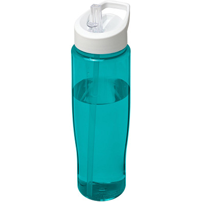 H2O Tempo Sportflasche mit Ausgussdeckel, 700 ml, aquablau/weiss