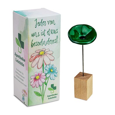 Handgefertigte Glasblume, Ostern, grün, 1-seit. Druck